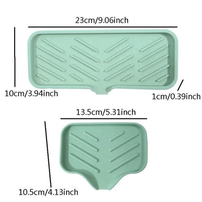 Silicone Kitchen Sink Mat & Tray – Soap Dispenser, Sponge Holder, Splash-Proof Drying & Counter Storage