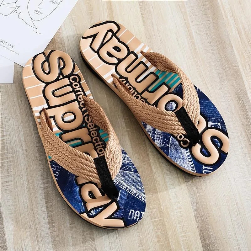2023 Men’s Flip Flops – Trendy Anti-Skid Casual Beach Slides, Outdoor & Household Sandals