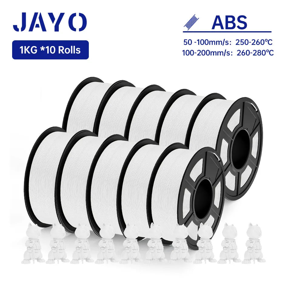 JAYO ABS 3D Printer Filament 1.75mm – High Toughness 1KG/Roll, Available in 1/2/3/5/10 Rolls