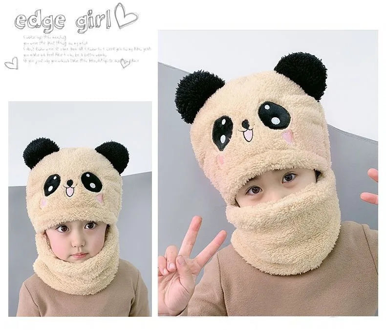 Fashionable Kids Beanie Set - Autumn & Winter Cartoon Scarf Hat, Double Layer Wool, Warm Boys & Girls Winter Hat