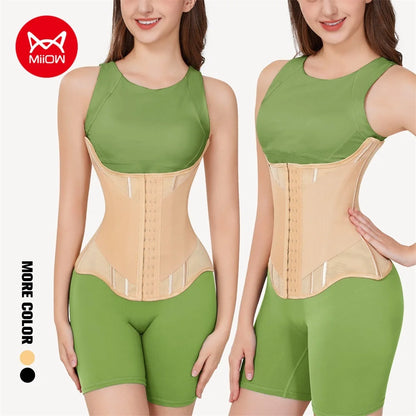 MiiOW U-Shaped Waist Trainer Corset - Steel-Boned Women's Shapewear with Button Closure and Breathable Support