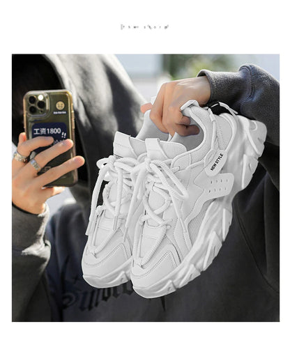 Men's Breathable Casual Sneakers - Thick Soled Soft Soles Tennis Shoes for Outdoor Running & Comfort
