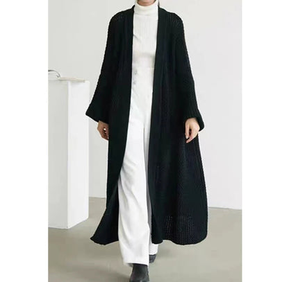 Thick Loose Long Cardigan Sweater Coat – Long Sleeve Warm Knit Outerwear, V-Neck Casual Office Jacket for Women, Fall & Winter