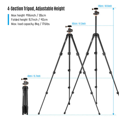 Andoer Q160SA Camera Tripod – Panoramic Ballhead for DSLR, Digital Cameras, Camcorders, Canon, Nikon, Sony