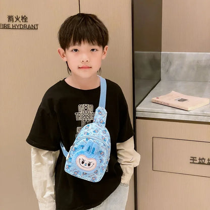 Kids Cartoon Plush Backpack – Cute Animal Crossbody Chest Bag, Lightweight & Spacious for School, Travel, Daily Use