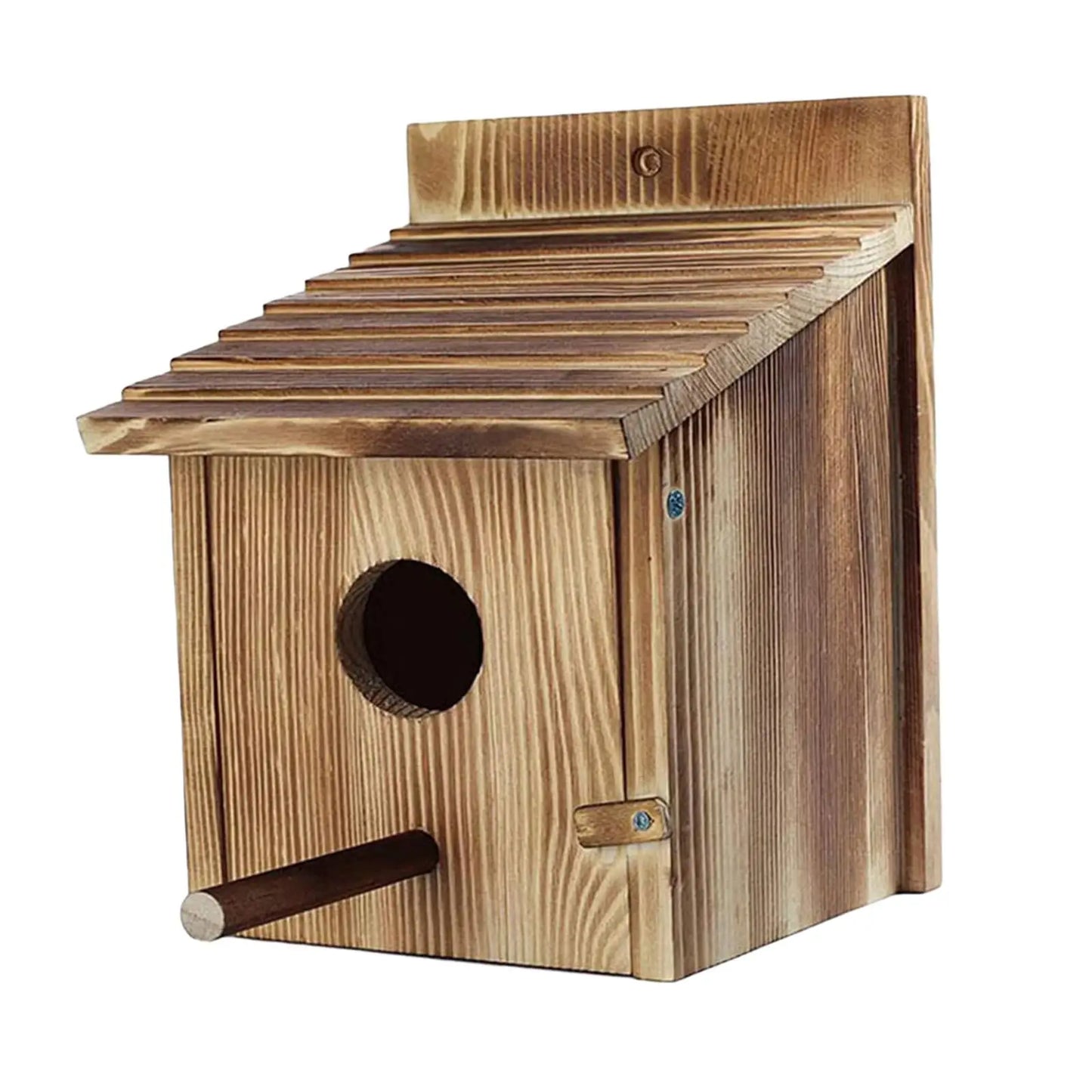 Wooden Bird House Nest Box - Warm Sheltered Garden Shelter with Viewing Window for Small Birds, Patio & Outdoor Decor