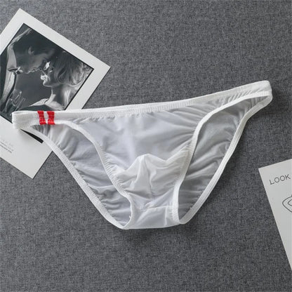 Men’s Ice Silk Low Waist Underwear – Breathable Translucent Comfort Bikini Briefs with Support Pouch (M–XXL) Fitness Fit