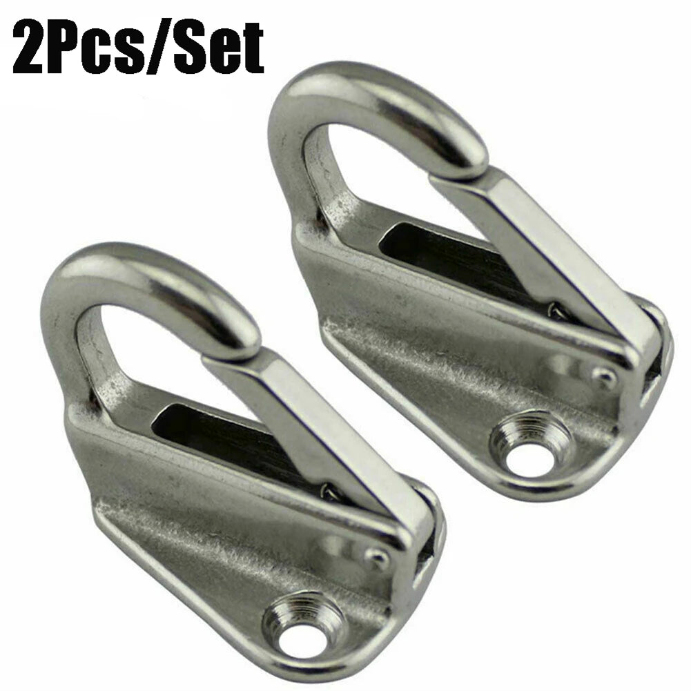 2 X Marine 316 Stainless Steel Spring Snap Fending Hook - Boat Hardware - Spring Locked Fender Hooks