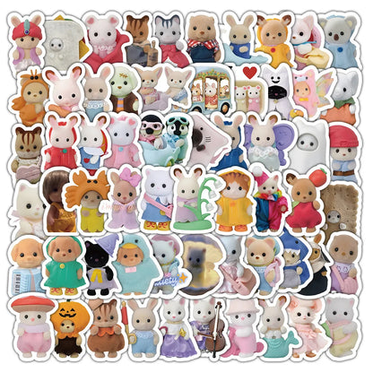 100/200pcs Calico Critters Stickers — Waterproof Cartoon Decals for Laptops, Scrapbooks, Skateboards & Kids’ Decor