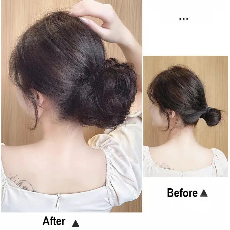 Sunslymei Synthetic Hair Bun Clip-in – Curly Messy Chignon Ponytail Hairpiece Scrunchie Extensions for Women