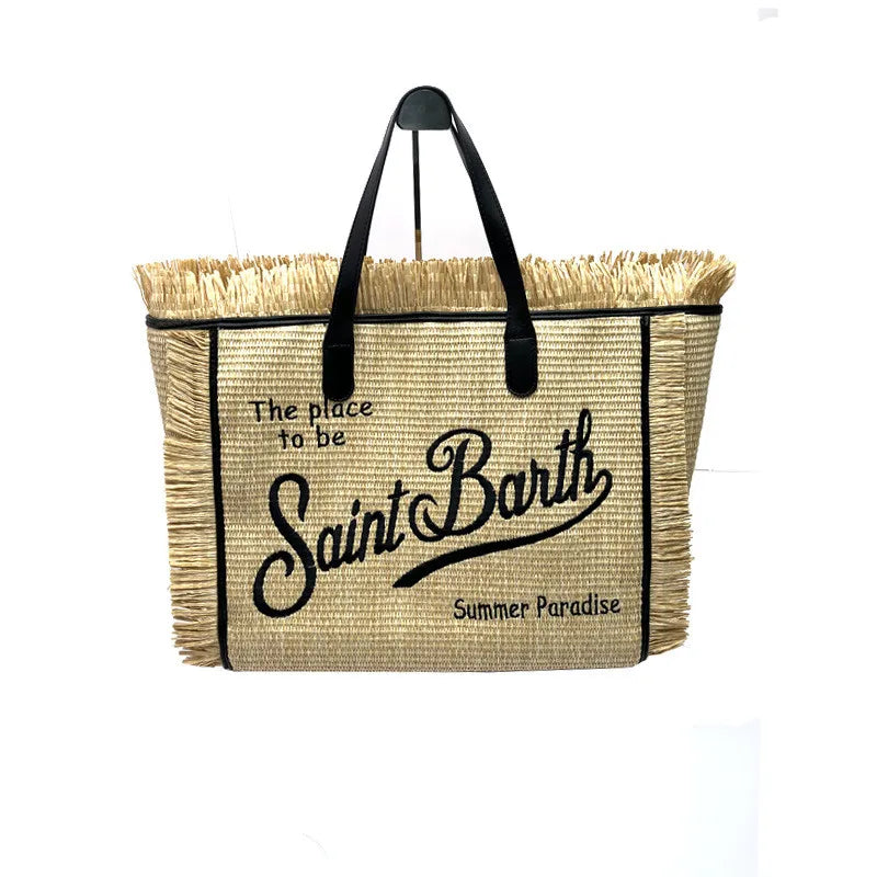 Ladies Straw Handbag — Light Luxury Tassel Handmade Large Capacity Casual Travel Fashion Bag
