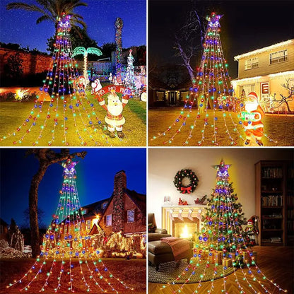 LED Star Waterfall Lights – Christmas String Lights for Tree Ornaments | Home Decor for Christmas 2024 and New Year 2025