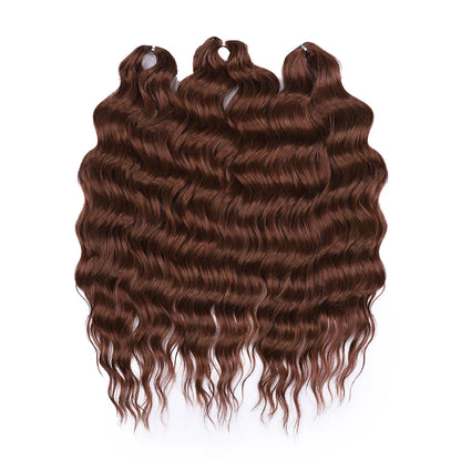 FASHION IDOL 24" Deep Wave Crochet Hair - 3-Piece Synthetic Water Wave Braiding Extensions, Ombre Rainbow Twist Hair