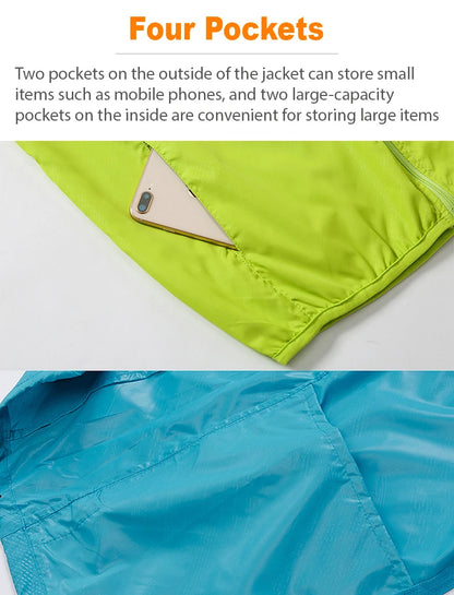 LNGXO Waterproof Hiking Jackets for Men & Women – Sun Protection Windbreaker, Camping, Climbing, and Outdoor Rain Coat, Unisex Portable Gear