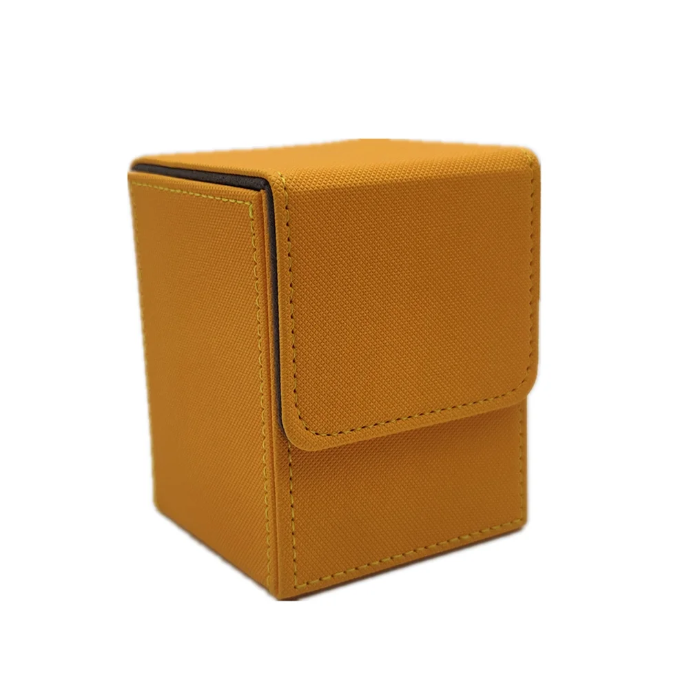 Leather Trading Card Deck Box - Single-Sleeve Storage Case for 100+ Cards