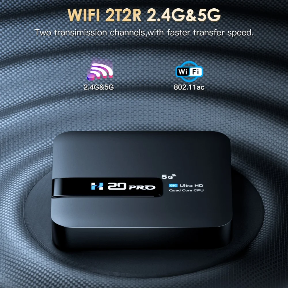 H20PRO Android TV Box – 4K Media Player with Android 10, 2GB RAM, 16GB Storage, Dual WiFi, Play Store, 1080P