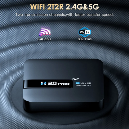 H20PRO Android TV Box – 4K Media Player with Android 10, 2GB RAM, 16GB Storage, Dual WiFi, Play Store, 1080P