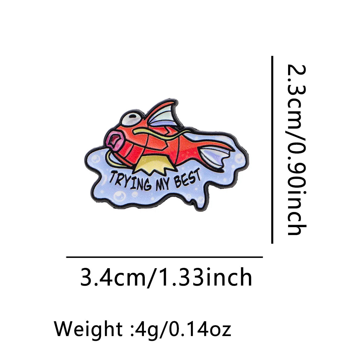 Trying the Fish Enamel Pin - Cute Cartoon Fish Metal Brooch Badge for Clothing, Bags and Gifts