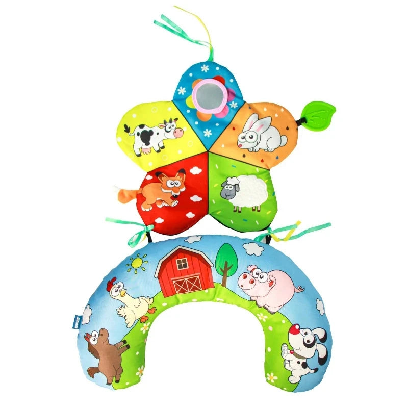Baby Tummy Time Pillow and High-Contrast Toys - Black and White Montessori Sensory Toys for Newborns and Infants Ages 0–18 Months