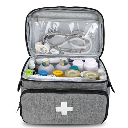 Travel First Aid Kit Bag – Multifunctional Medical Storage Organizer with Layered Medicine Boxes for Home & On-the-Go