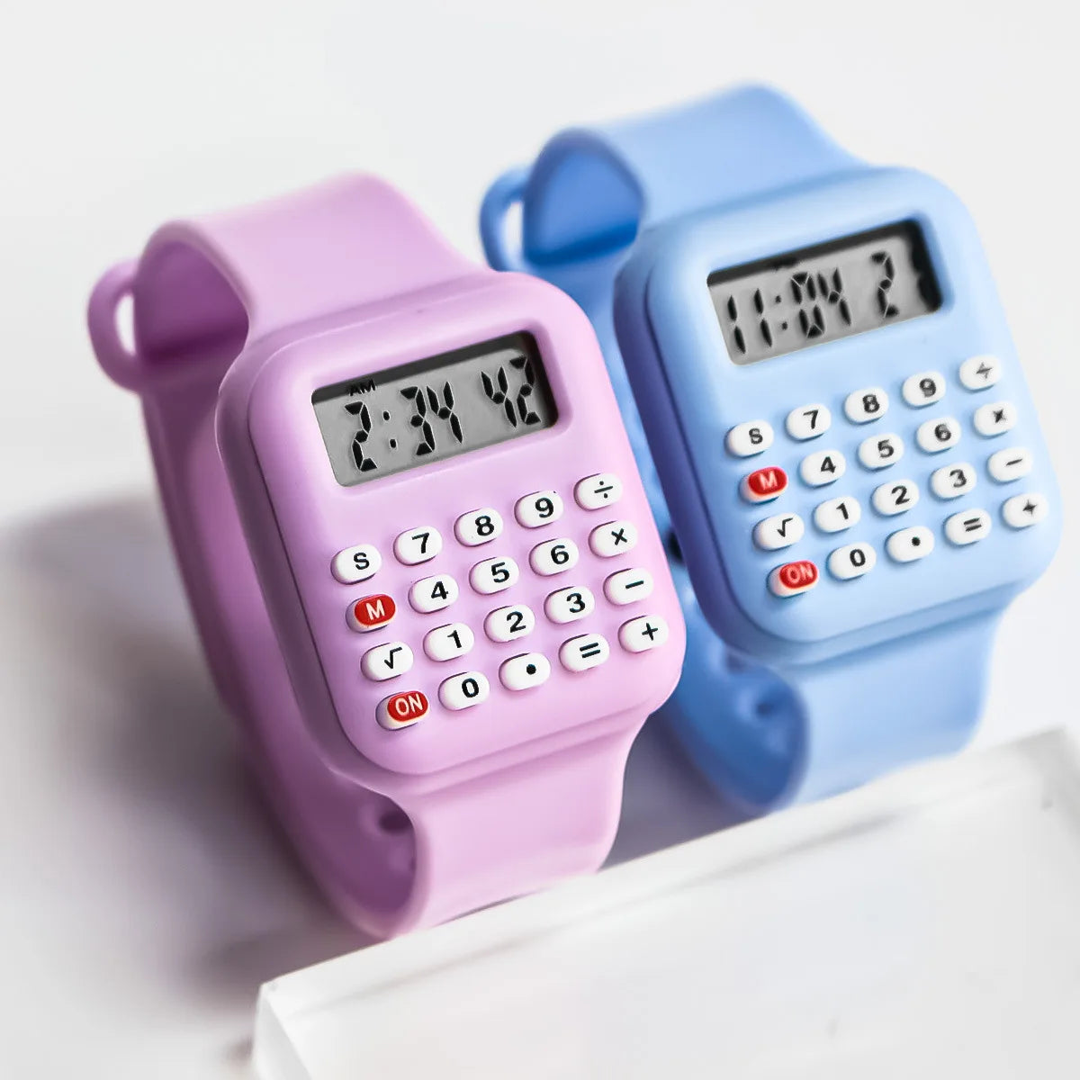 2026 Kids Digital Watch with Calculator - Rubber Strap Electronic Watch for Girls with Time & Date Display