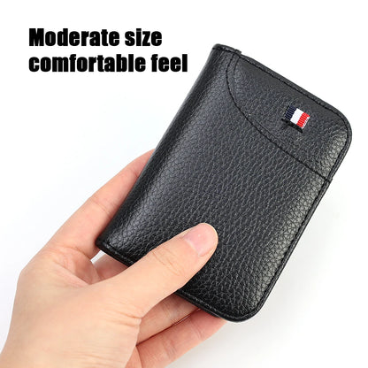 Slim PU Leather Card Wallet - Portable Mini Credit Card Holder for Men with Thin Compact Pocket Design