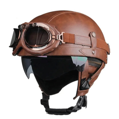 Retro Motorcycle Helmet – DOT Certified German Vintage Half Helmet for Scooter & Motorbike