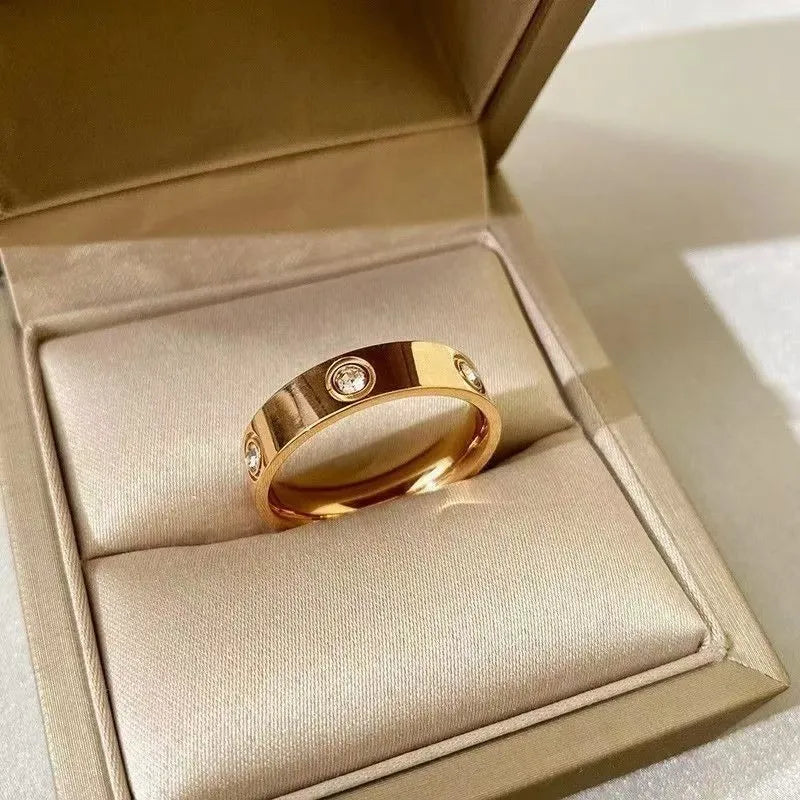 Classic Stainless Steel Diamond Ring — Unisex Fashion Jewelry Gift, Sizes 5-11 for Men & Women
