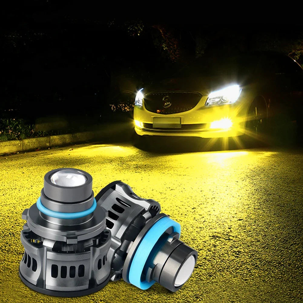 Laser Lens Car Headlight & Fog Light Bulb – H7/H8/H9/H11/9006 HB4 LED, White/Yellow/Ice Blue