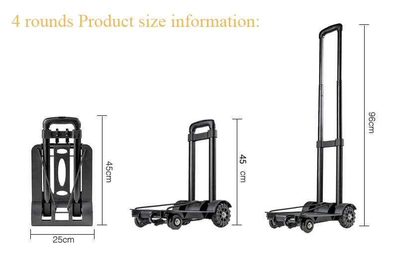 2/4-Wheeled Small Truck with Foldable Pull Rod – Portable Grocery, Luggage & Household Shopping Cart