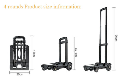 2/4-Wheeled Small Truck with Foldable Pull Rod – Portable Grocery, Luggage & Household Shopping Cart