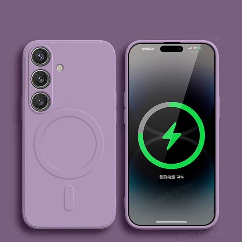 MagSafe Magnetic Silicone Case - Soft Wireless Charging Cover for Samsung Galaxy S26 S25 S24 S23 Ultra Plus FE