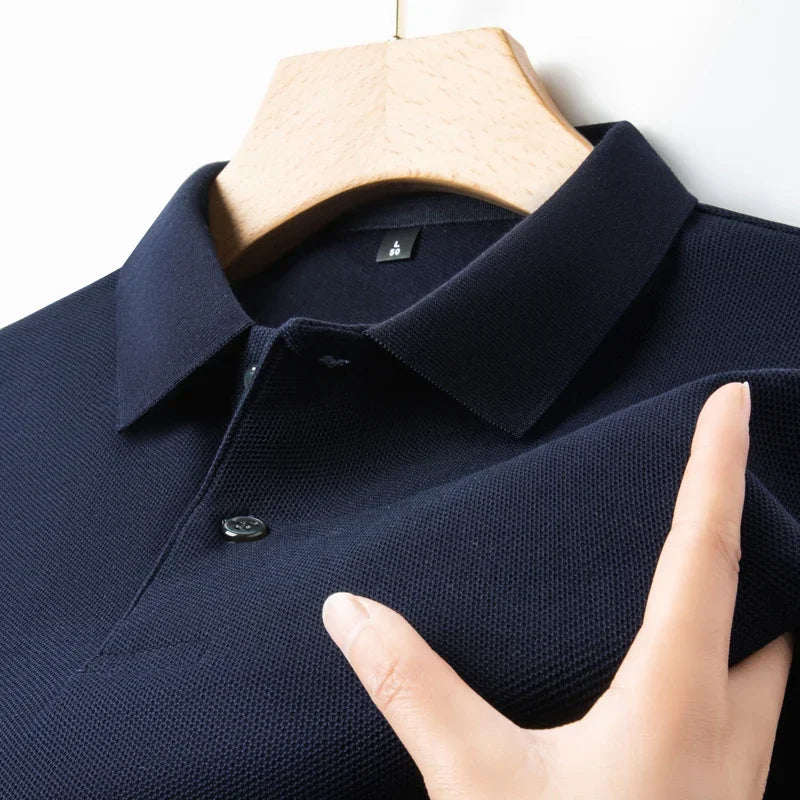 Men's 100% Cotton Polo Shirt - Breathable Summer Golf & Business Casual Tee with Silk-Like Finish