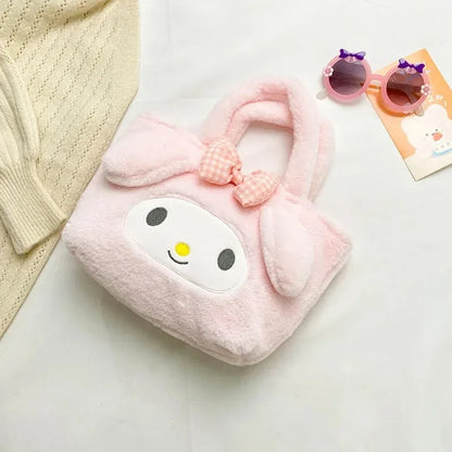 Kawaii Sanrio Kuromi Plush Backpack – Lolita Style Stuffed Animal Doll, My Melody Tote Bag for Women & Girls, Christmas Gift