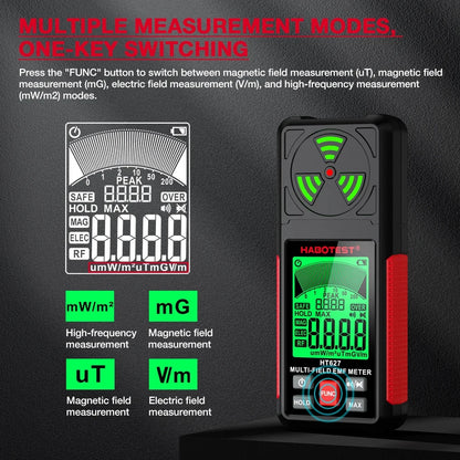 Professional EMF Meter Electromagnetic Field Detector - Portable Radiation Tester with Alarm for Home, Office & Ghost Hunting