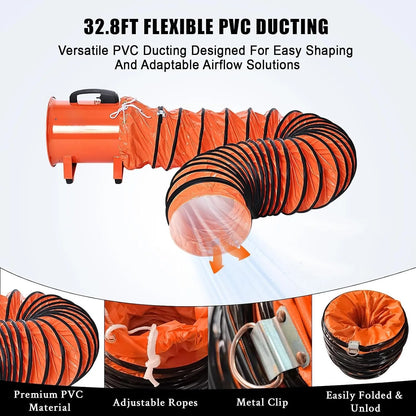 Portable Industrial Exhaust Fan - 3500 CFM Heavy-Duty Ventilation Blower with Flexible Duct for Workshop, Basement & Attic