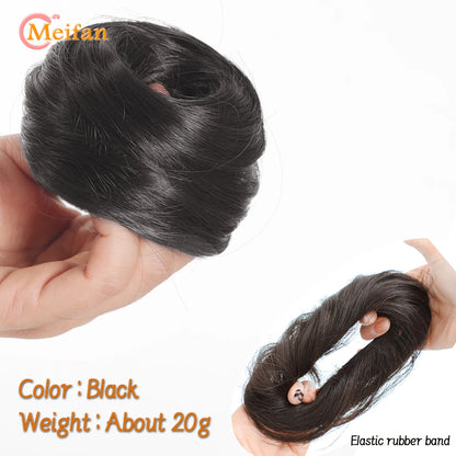 MEIFAN Synthetic Chignon Hair Bun – Elastic Rubber Band Clip-In Updo Ponytail Hair Extension for Women