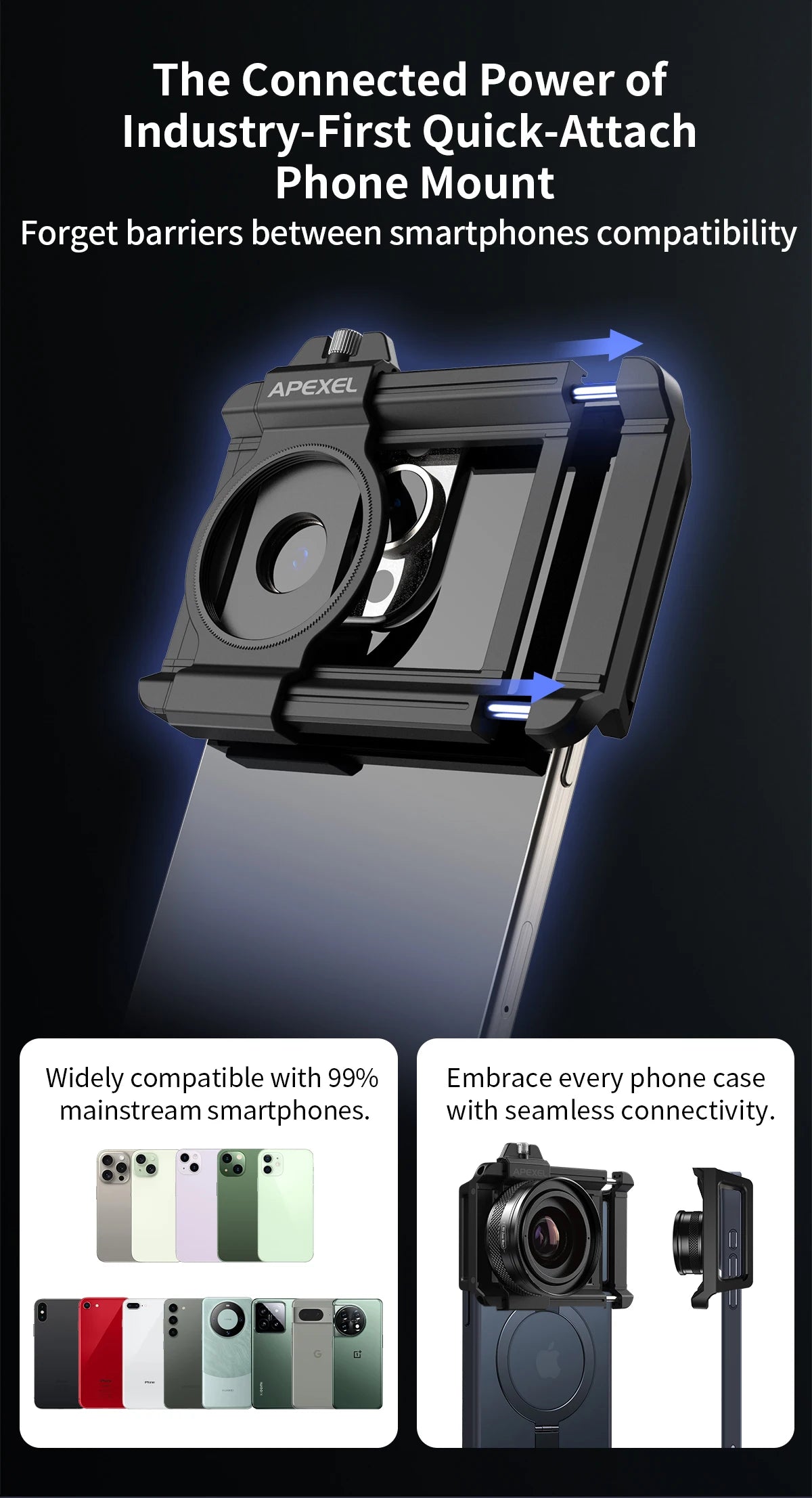 APEXEL 10-20X Zoom HD Macro Lens – Micro Phone Camera Lens for iPhone, Samsung & All Smartphones Eye Macro Photography