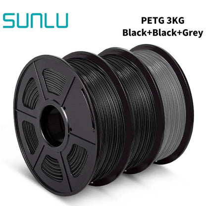 SUNLU PETG 3D Printer Filament 1.75mm ±0.02mm – 3 Rolls 1KG Each, Neatly Wound Vacuum-Sealed Printing Material