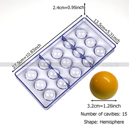 3D Polycarbonate Chocolate Mold - Sphere Diamond Chocolate Bomb & Bonbon Baking Mold for Professional Candy Making