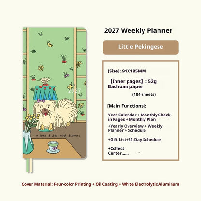 Kinbor 2027 A5/A6 Planner Notebook - Full-Year Daily Journal & Monthly Agenda for Time Management