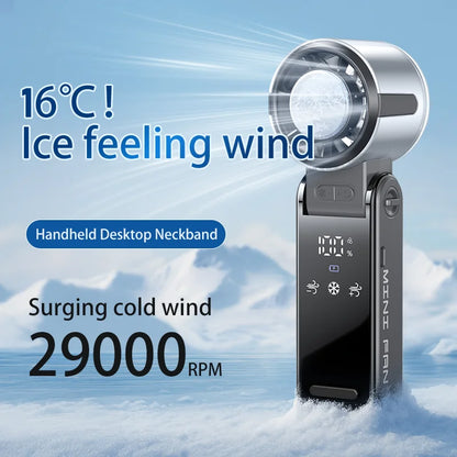 Portable Mini Air Cooler Fan – 29,000 RPM Collapsible Foldable TEC Superconducting Cooling Fan (High-Speed Travel Mini Fan)