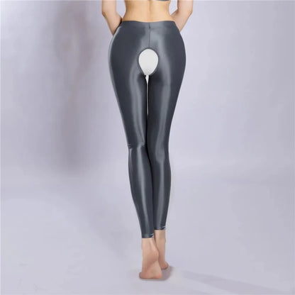 100D Satin Leggings – Plus Size Footless Shiny Shaping Pantyhose, Open & Closed Crotch Skinny Tights for Spring & Autumn