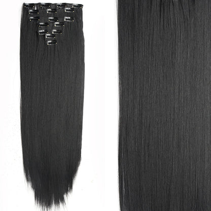 Women’s 7Pcs Hair Extensions with 16 Clips – Natural Black Straight Ombre Hairpiece