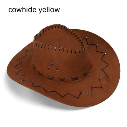 Western Cowboy Hat – Faux Leather Fedora for Men, Women & Kids, Wide Brim Beach & Travel Cap in Black, White & Pink
