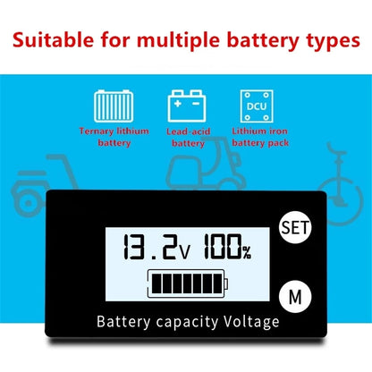 Battery Capacity Indicator Voltmeter – DC 8V-100V for Lead Acid, Lithium & LiFePO4 Cars & Motorcycles