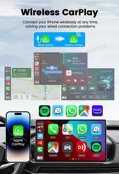 CarlinKit 5.0 Mini Wireless CarPlay & Android Auto Adapter – Plug & Play WiFi Bluetooth for OEM Cars