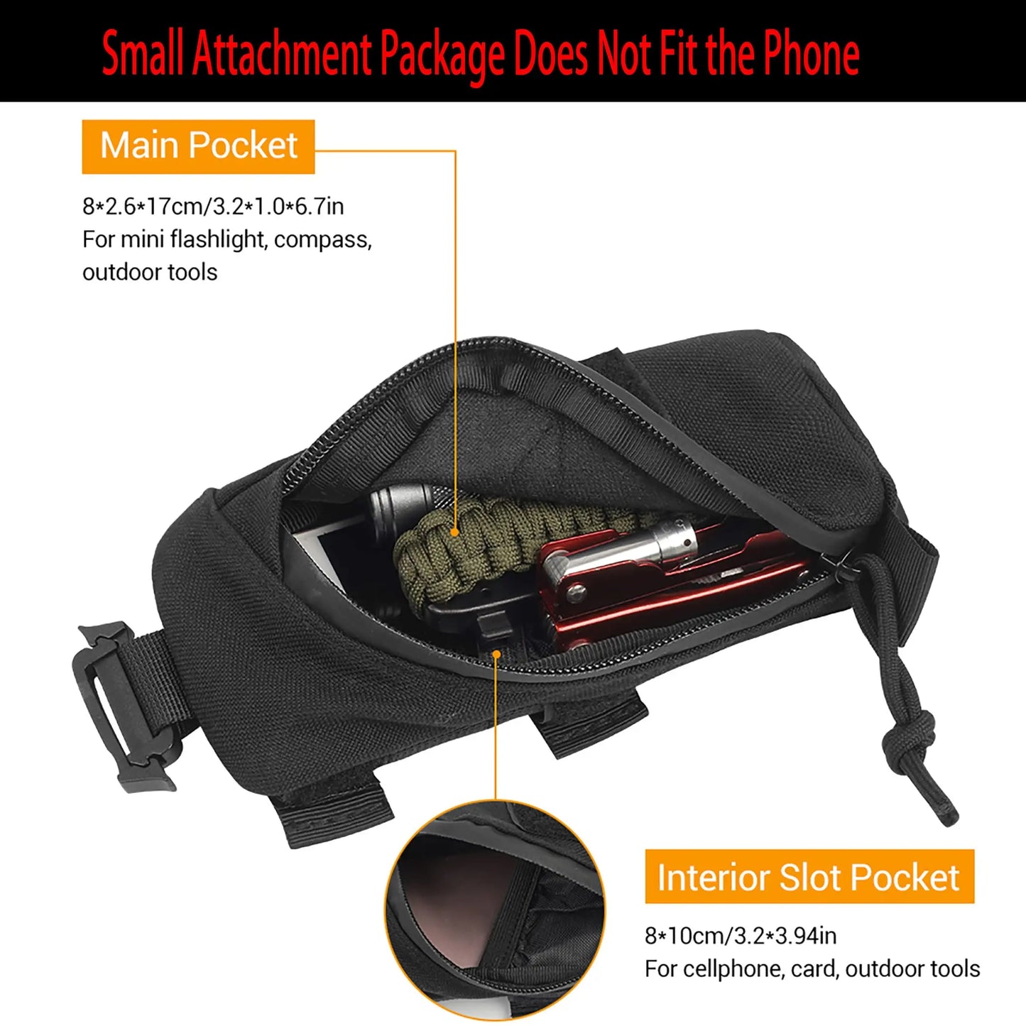 Tactical Molle Backpack Shoulder Strap Accessory Pouch | Multifunctional Military EDC Tool Pockets | Small Compact Pouches