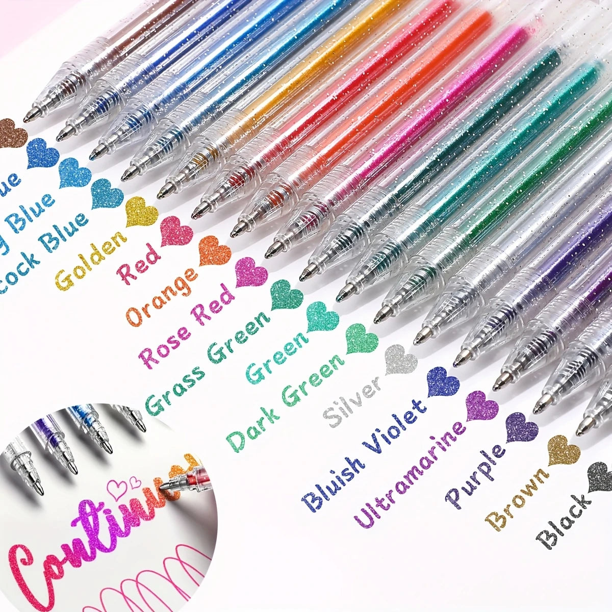 12 Color-Changing Glitter Gel Pens Set - Shimmer Liquid Sand Pens for Journaling, Drawing & Creative Art