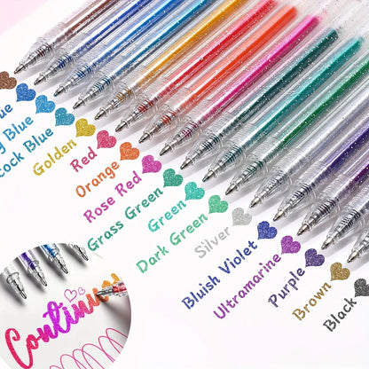 12 Color-Changing Glitter Gel Pens Set - Shimmer Liquid Sand Pens for Journaling, Drawing & Creative Art